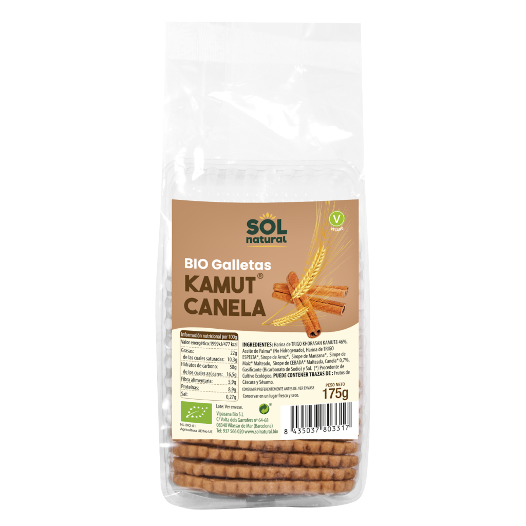 Galleta De Kamut Con Canela Bio Solnatural 175 G 0