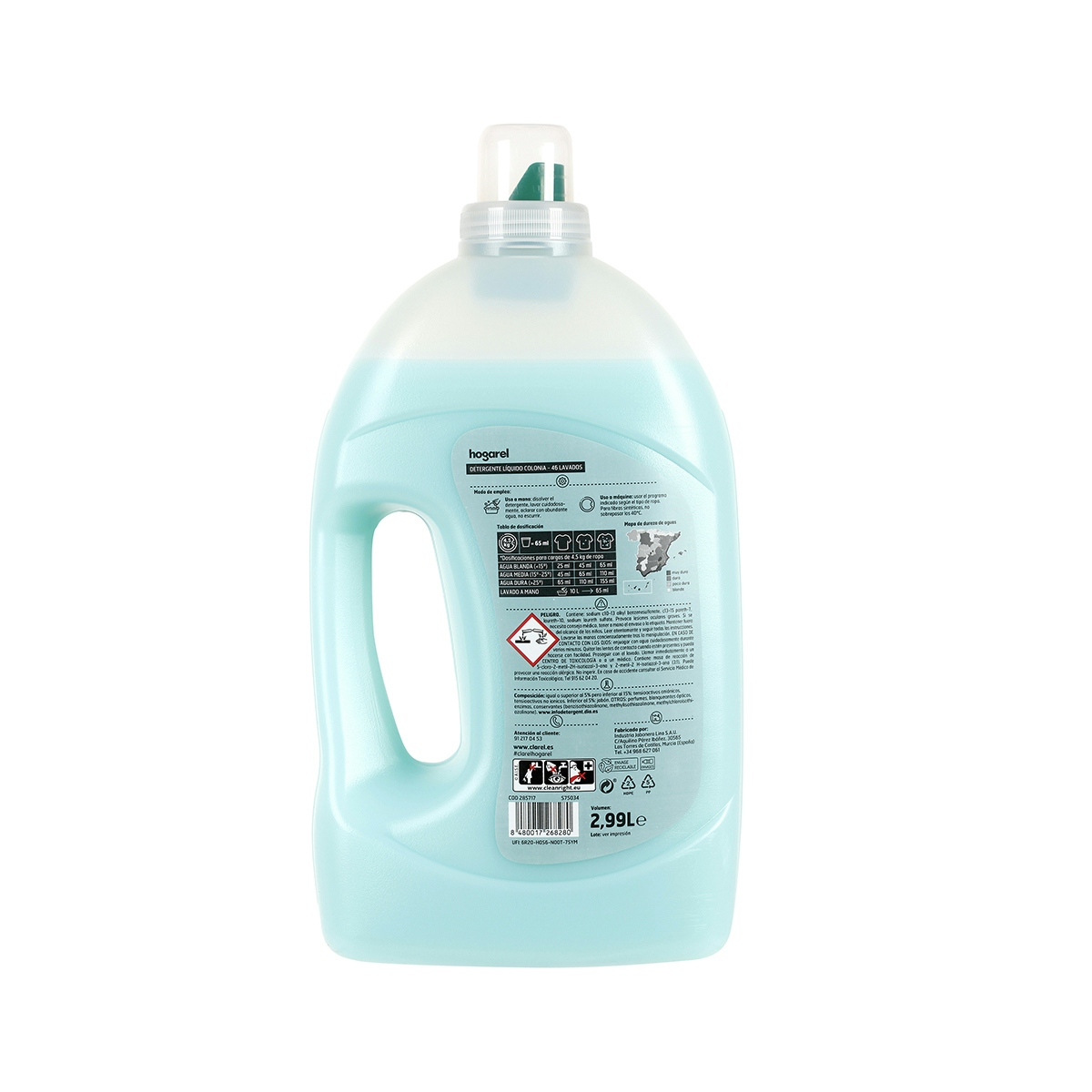 Detergente Liquido Colonia Hogarel 46 Lav 2,99L