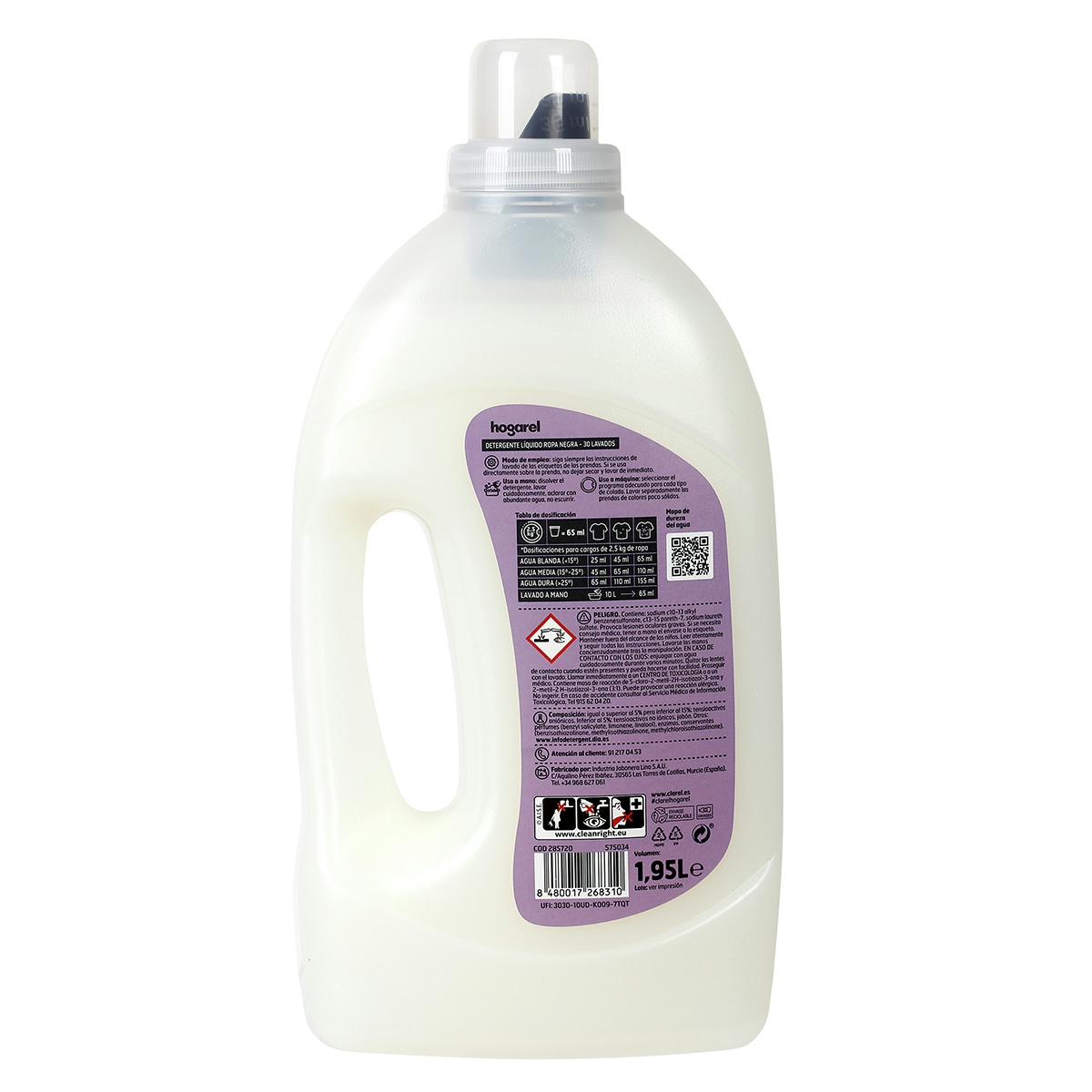 Detergente Liquido Ropa Negra Hogarel 30 Lav 1,95L