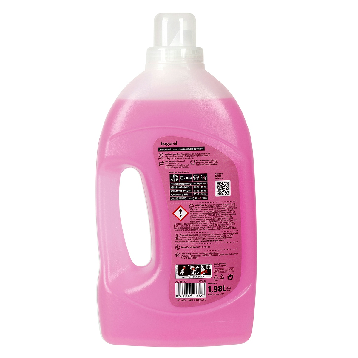 Detergente Liquido Prendas delicadas Hogarel 66 Lav 1,98L
