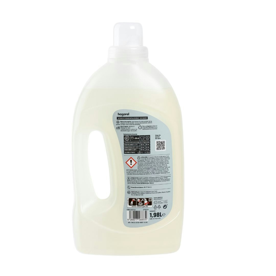 Detergente Liquido Pieles Sensibles Hogarel 66 Lav 1,98L
