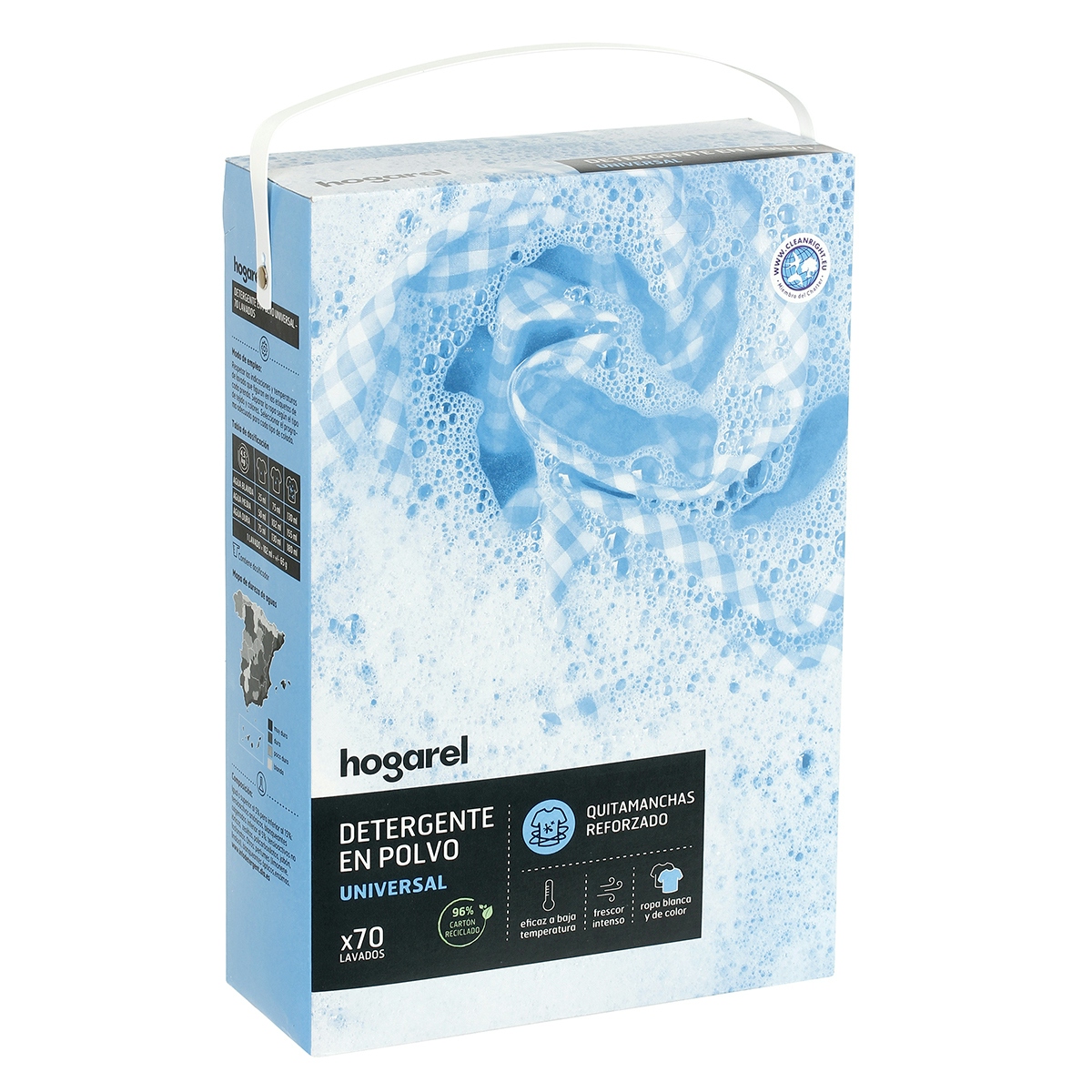 Detergente Polvo Universal Hogarel 70 Cacitos. 4,55 Kg