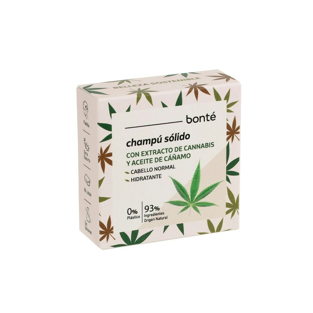 Champu Solido Hidratante Cannabis Y Aceite De Cañamo Bonte 50 Gr
