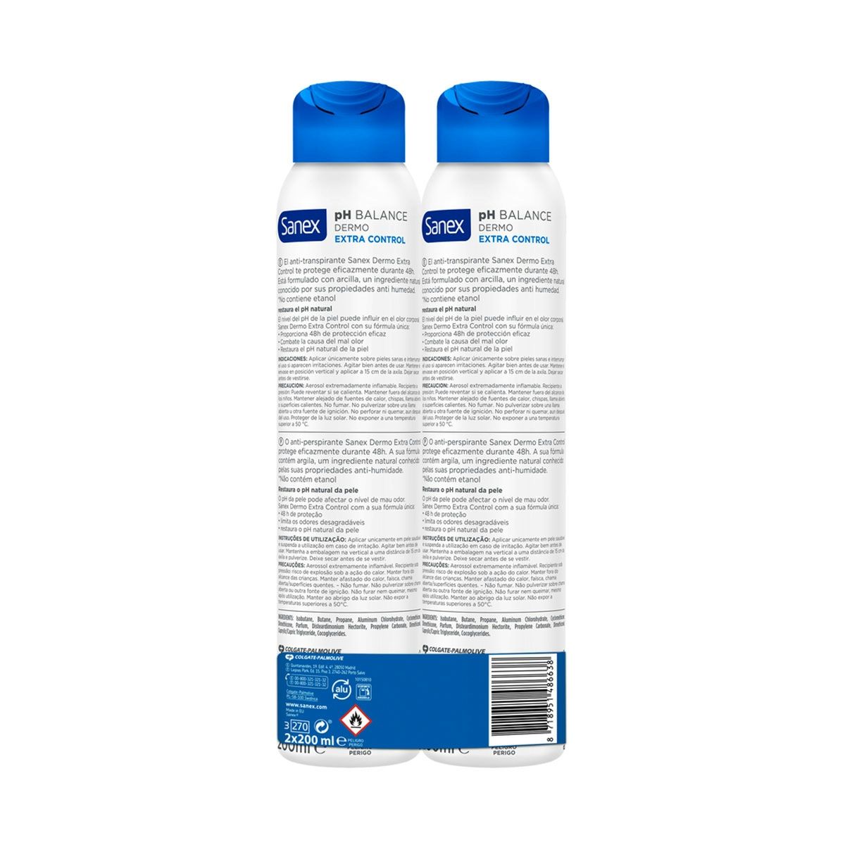Desodorante spray Sanex pH Balance Dermo Extra Control 48h 2x200ml