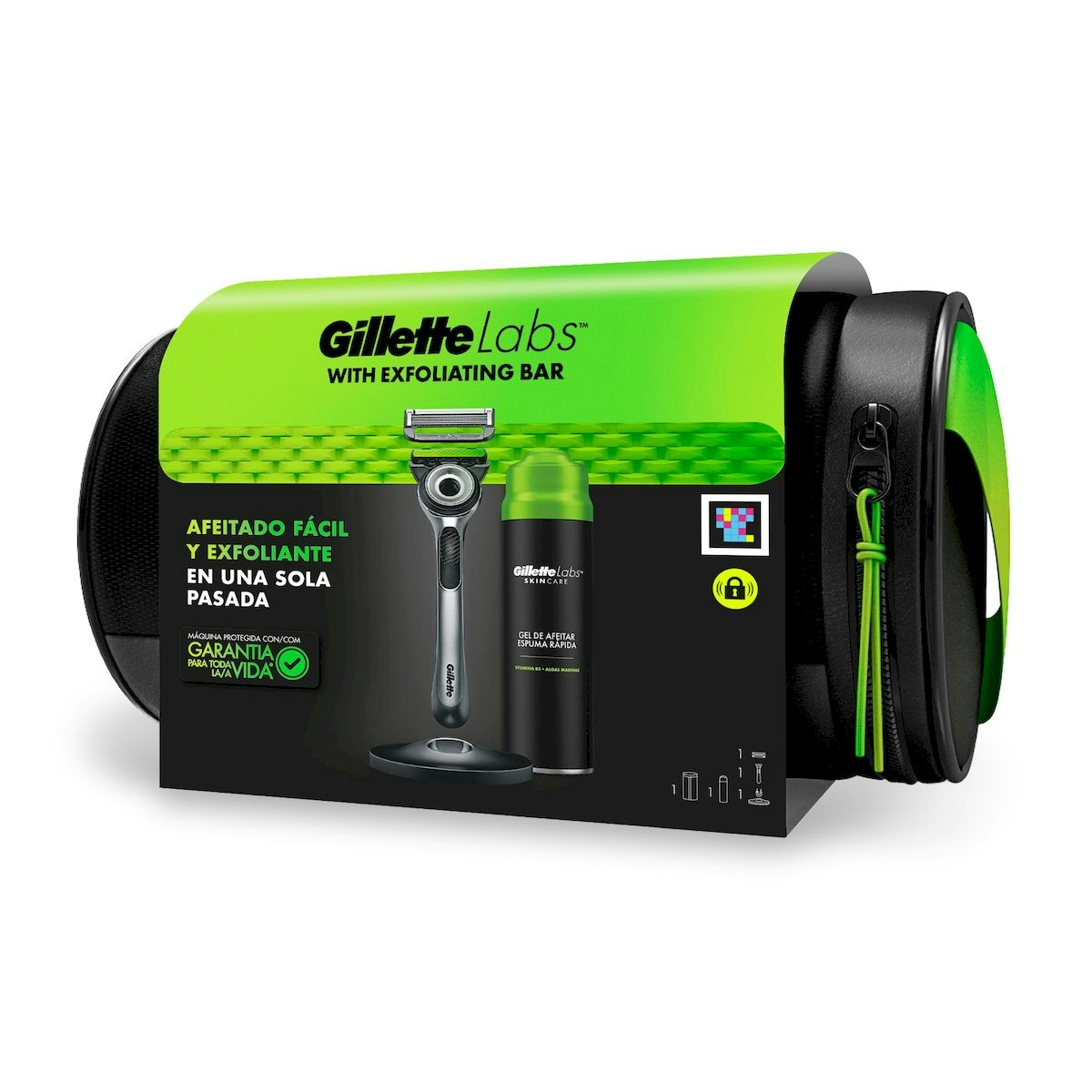 Pack Neceser Gillette Labs afeitadora con Recambio + Gel 198Ml