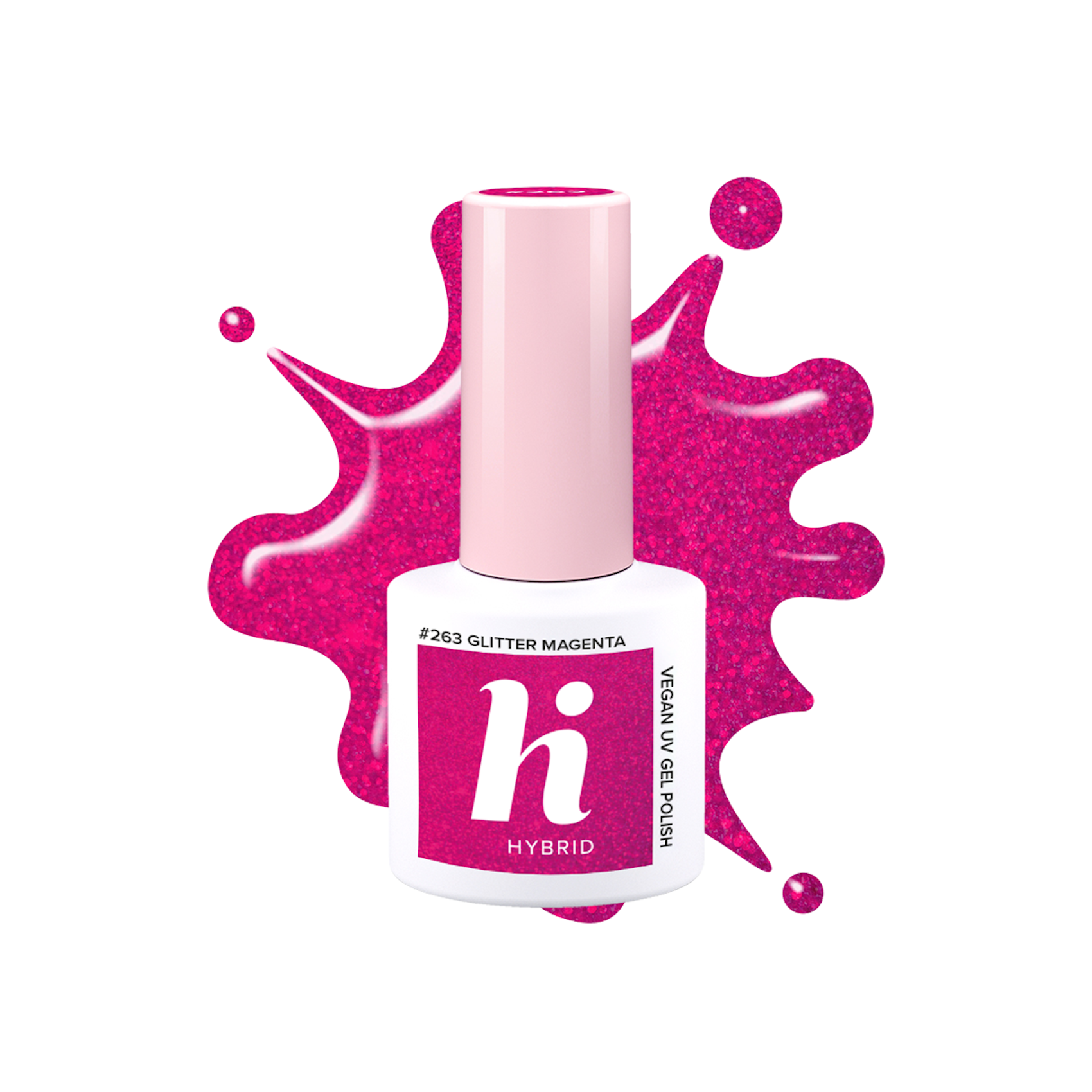 Hi Hybrid 263 Uv Gel Polish Glitter Magenta 5 Ml 0