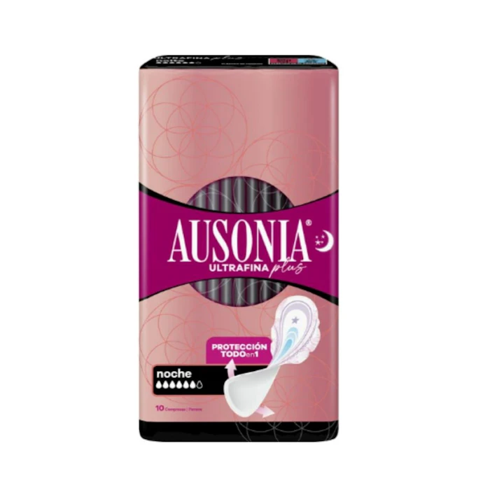 Compresas Con Alas Ultrafinas Plus Noche Ausonia 10 Uds