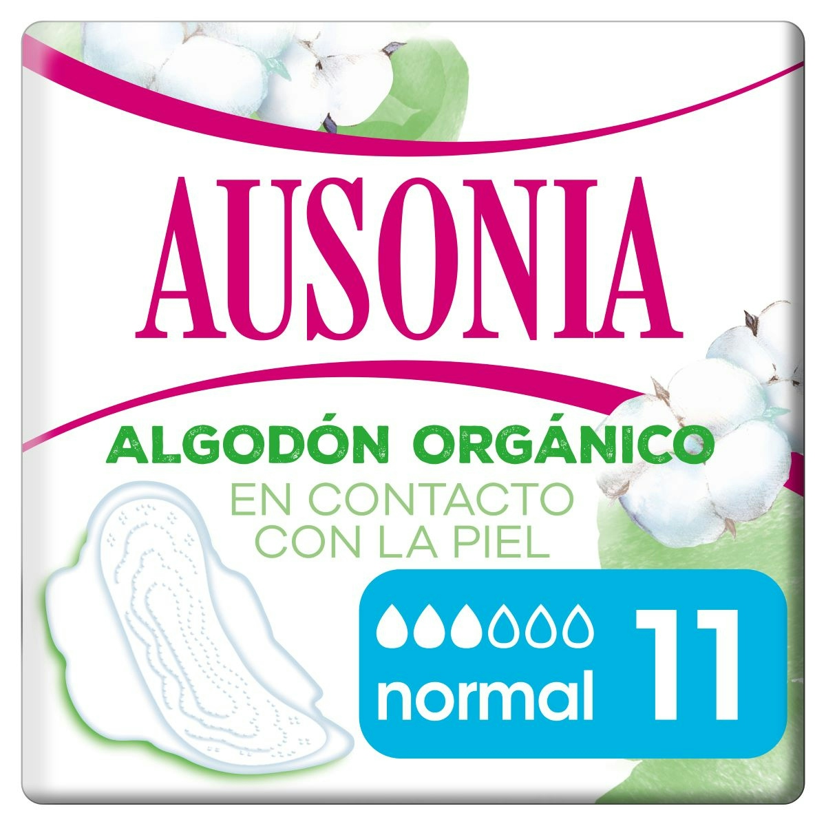 Compresa Organic Cotton Super Alas Ausonia 11 Uds