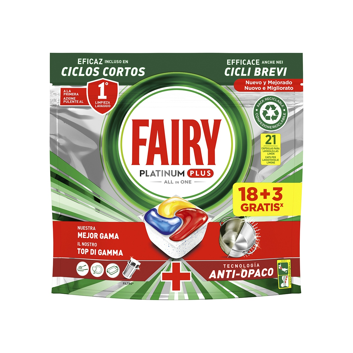 Fairy Platinum Plus Limón (18+3)