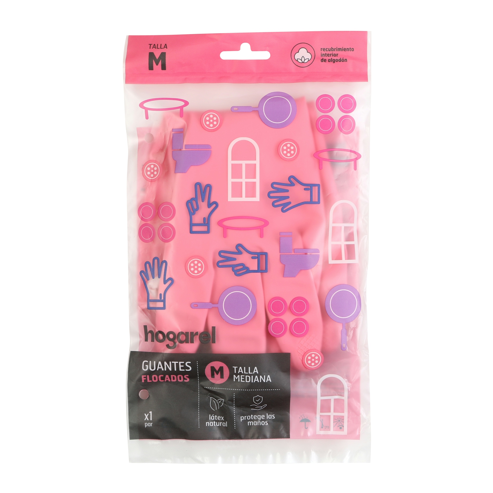 Imagen de Guante Flocado T/M Hogarel 2 Uds
