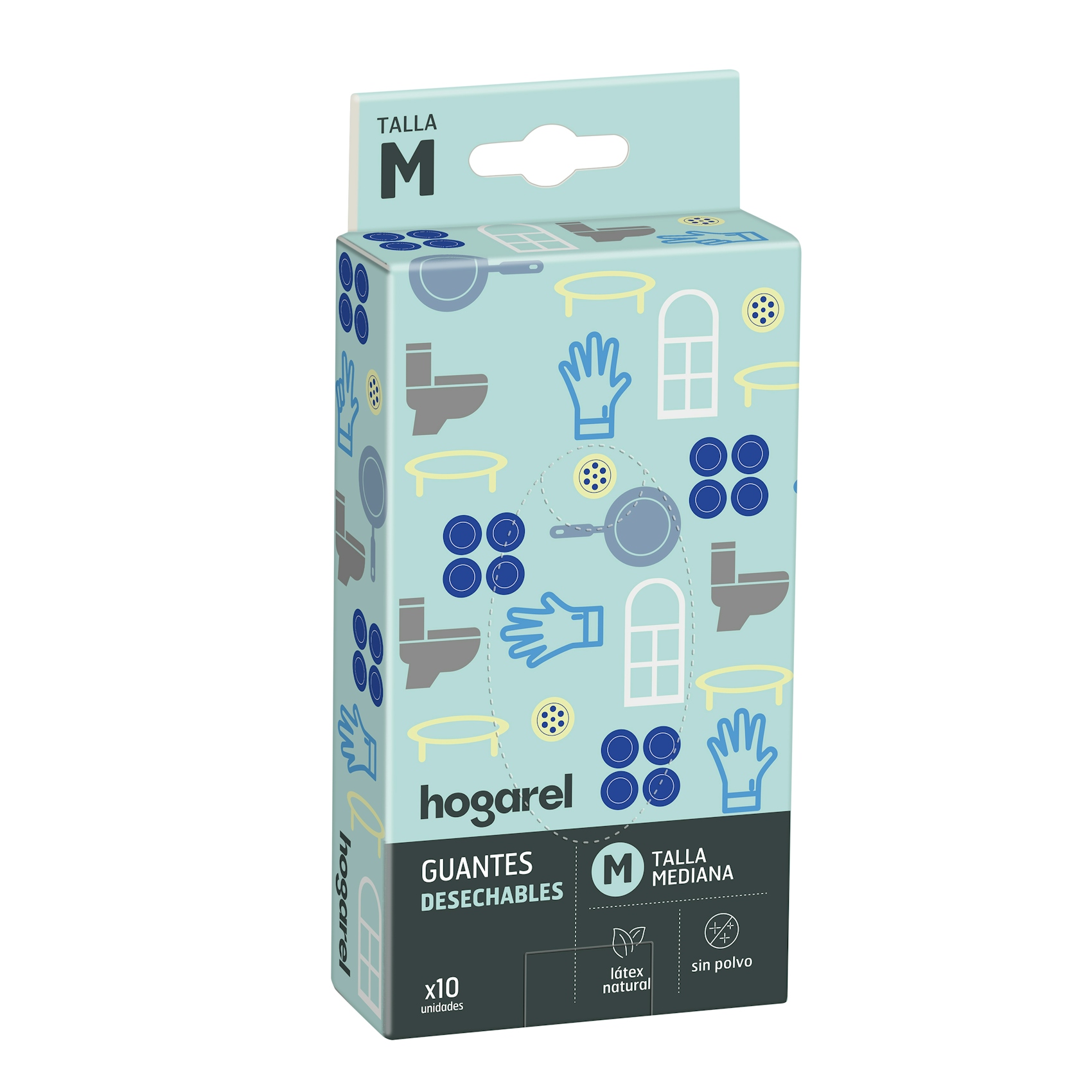 Imagen de Guante Desechable Latex T/M Hogarel 10 Uds