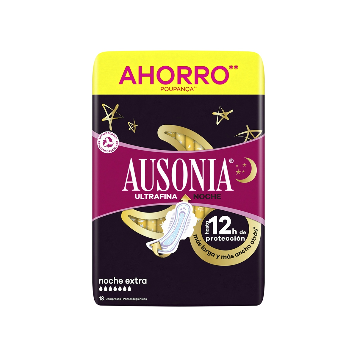 Compresas Ultrafina Alas Noche Extra Ausonia 18 Uds.