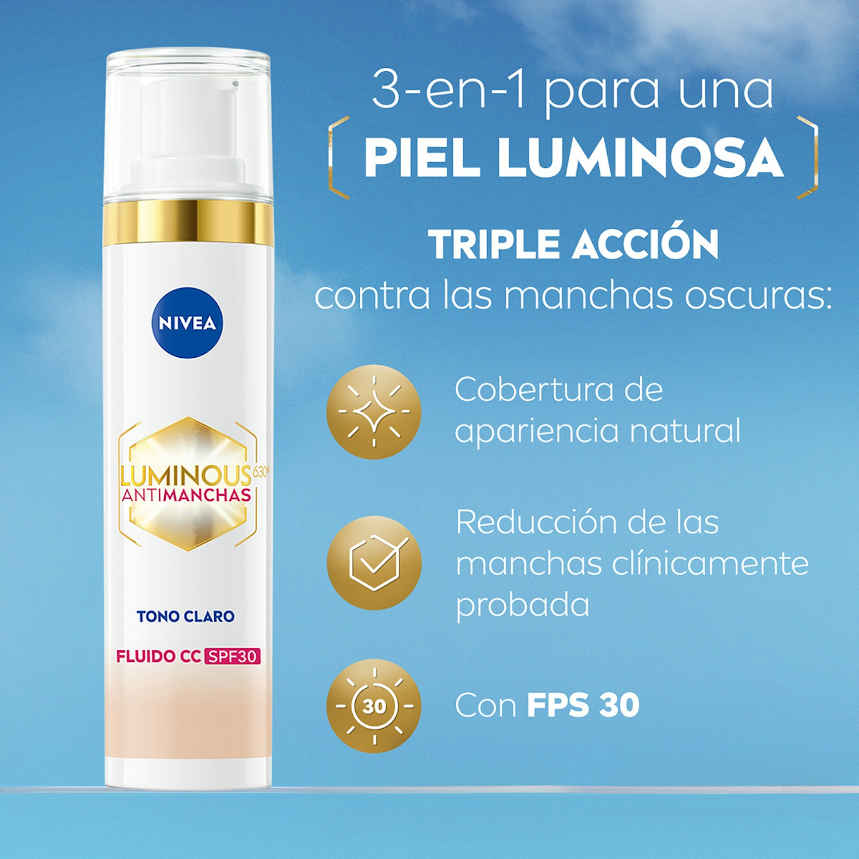 Antimanchas Fluido Con Color Fp30 Tono Claro 40Ml