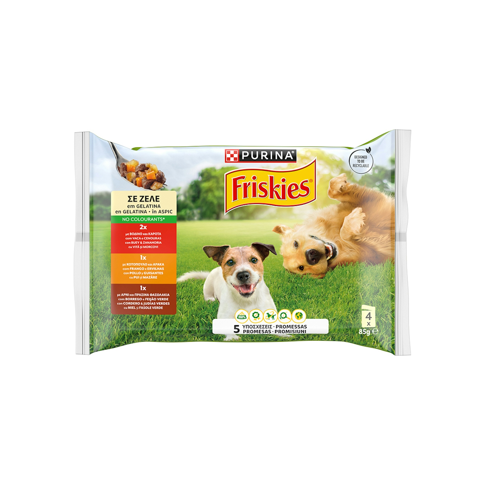 Alimento Para Perro Gelatina Buey,Pollo,Cordero Friskies 4X85G