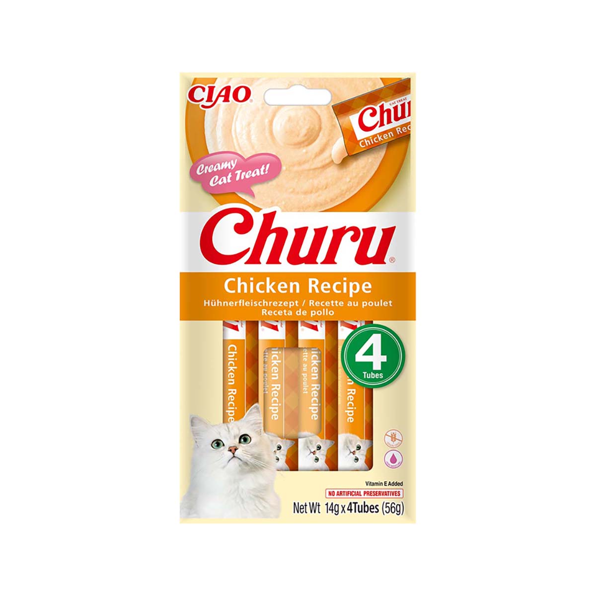 Imagen de Snack Líquido Gatos Pollo Churu Pack 4x14Gr