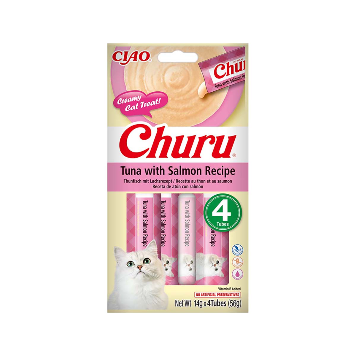 Imagen de Snack Líquido Gatos Salmón Churu Pack 4x14Gr