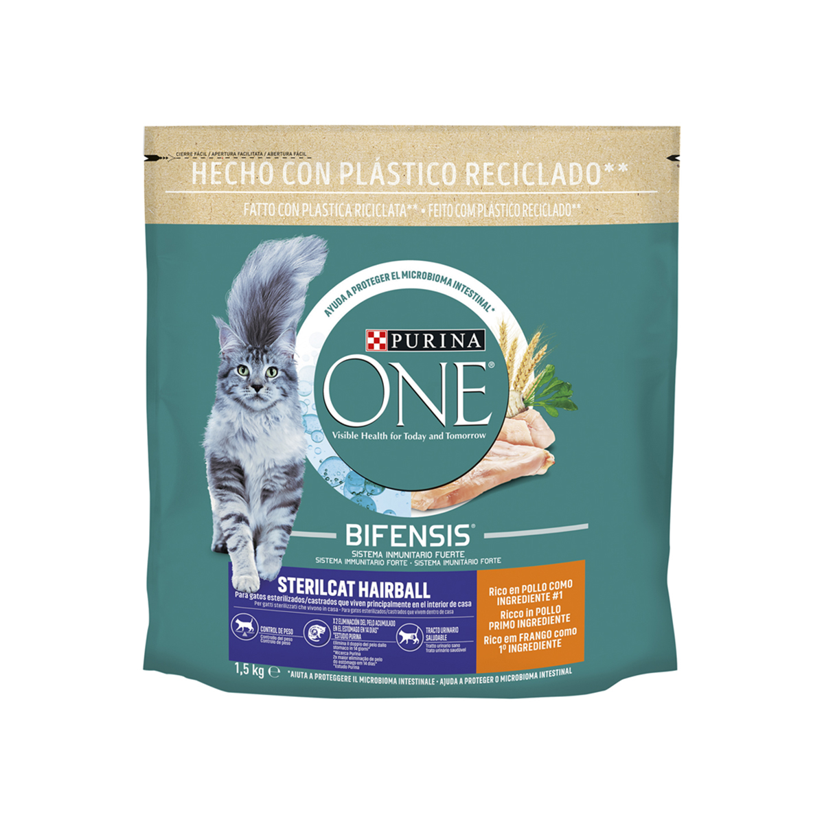 Imagen de Pienso Gatos Esterilizados Control Bolas De Pelo Pollo Bifensis Purina One 1.5Kg