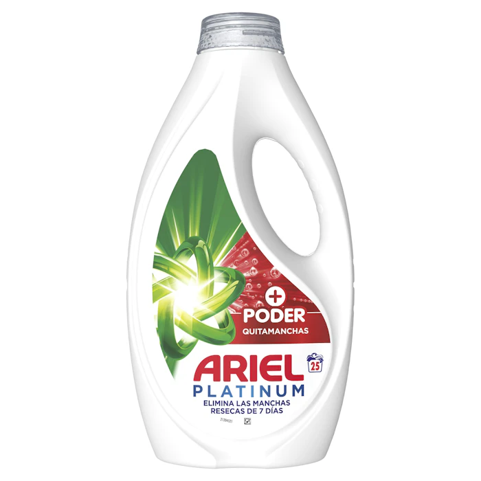 Detergente Líquido Platinum +Poder Quitamanchas Ariel 25 Lv