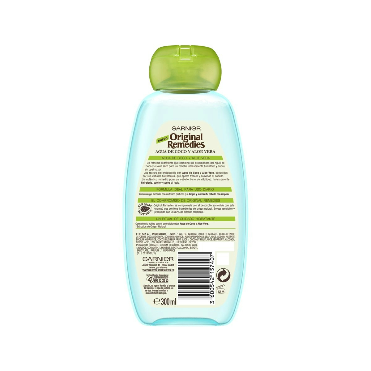 Champú hidratante coco/aloe ORIGINAL REMEDIES 300 ml