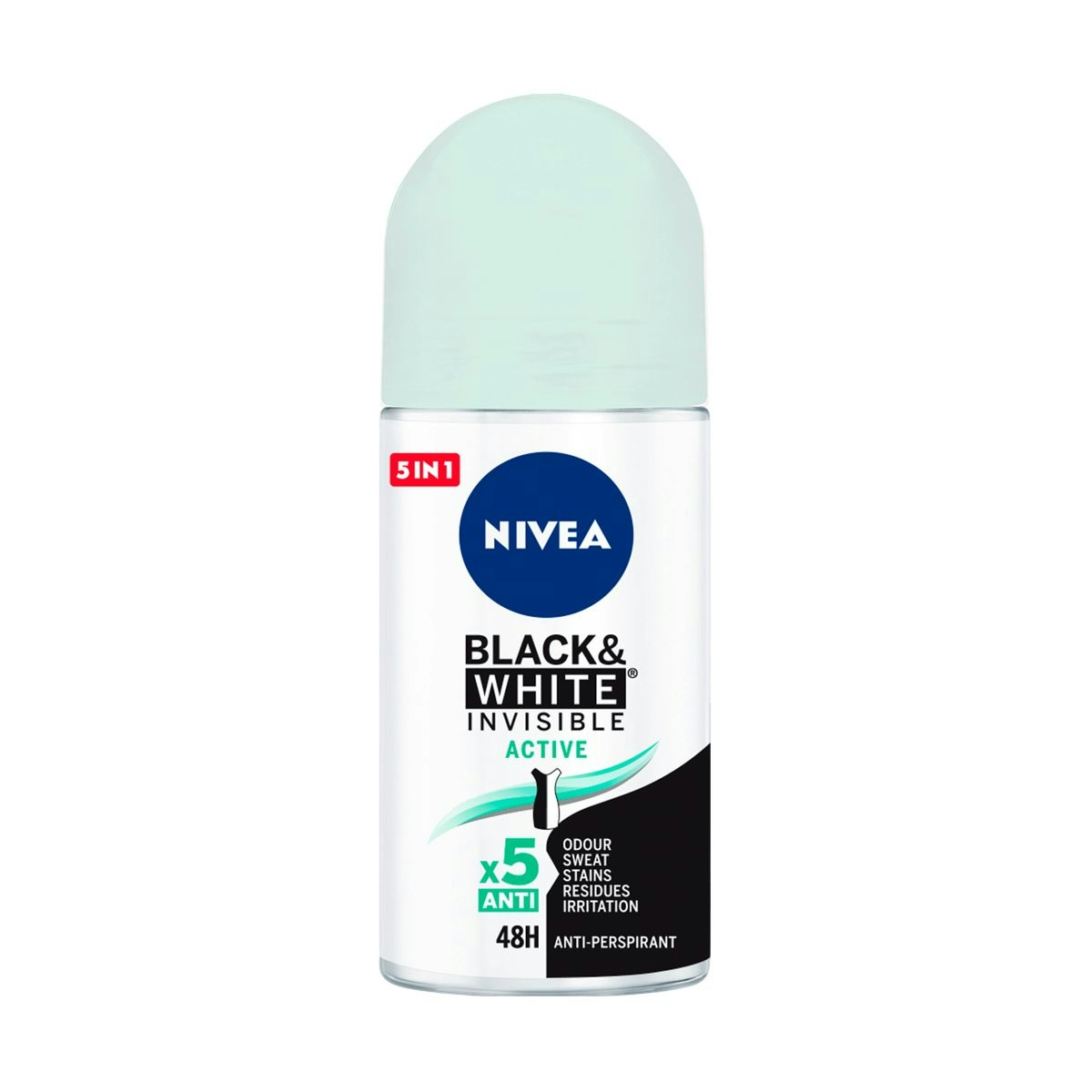 Desodorante invisible NIVEA active for black white roll on 50 ml