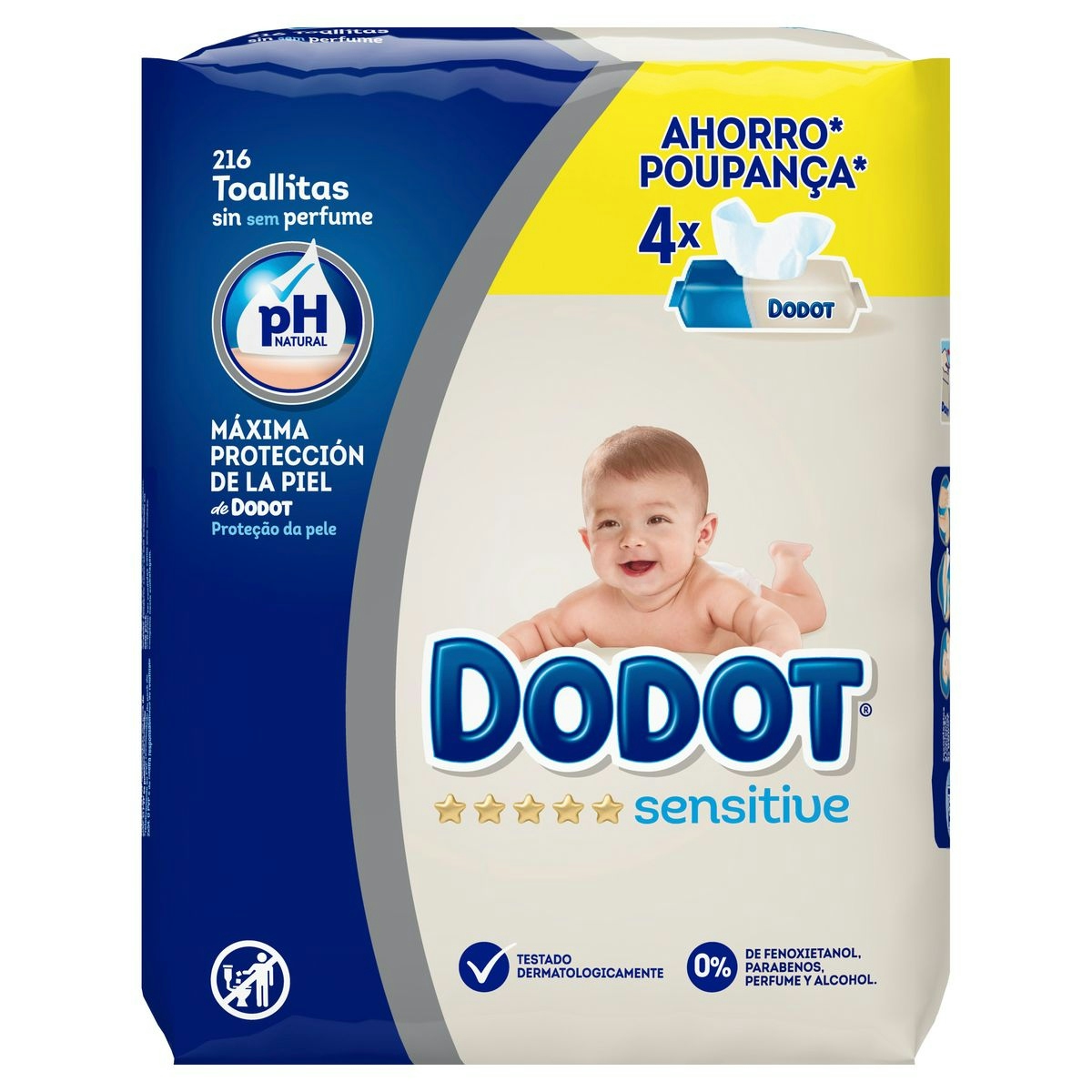 Toallitas para bebés DODOT pack 216 uds