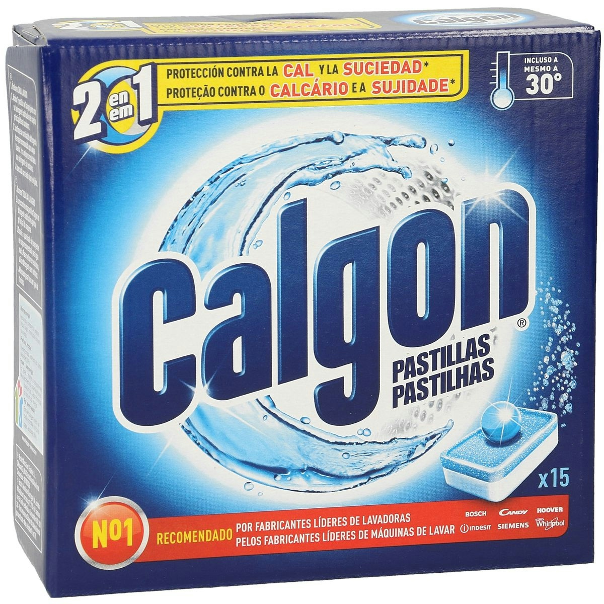 Descalcificador de lavadora CALGON en pastillas caja 15 ud