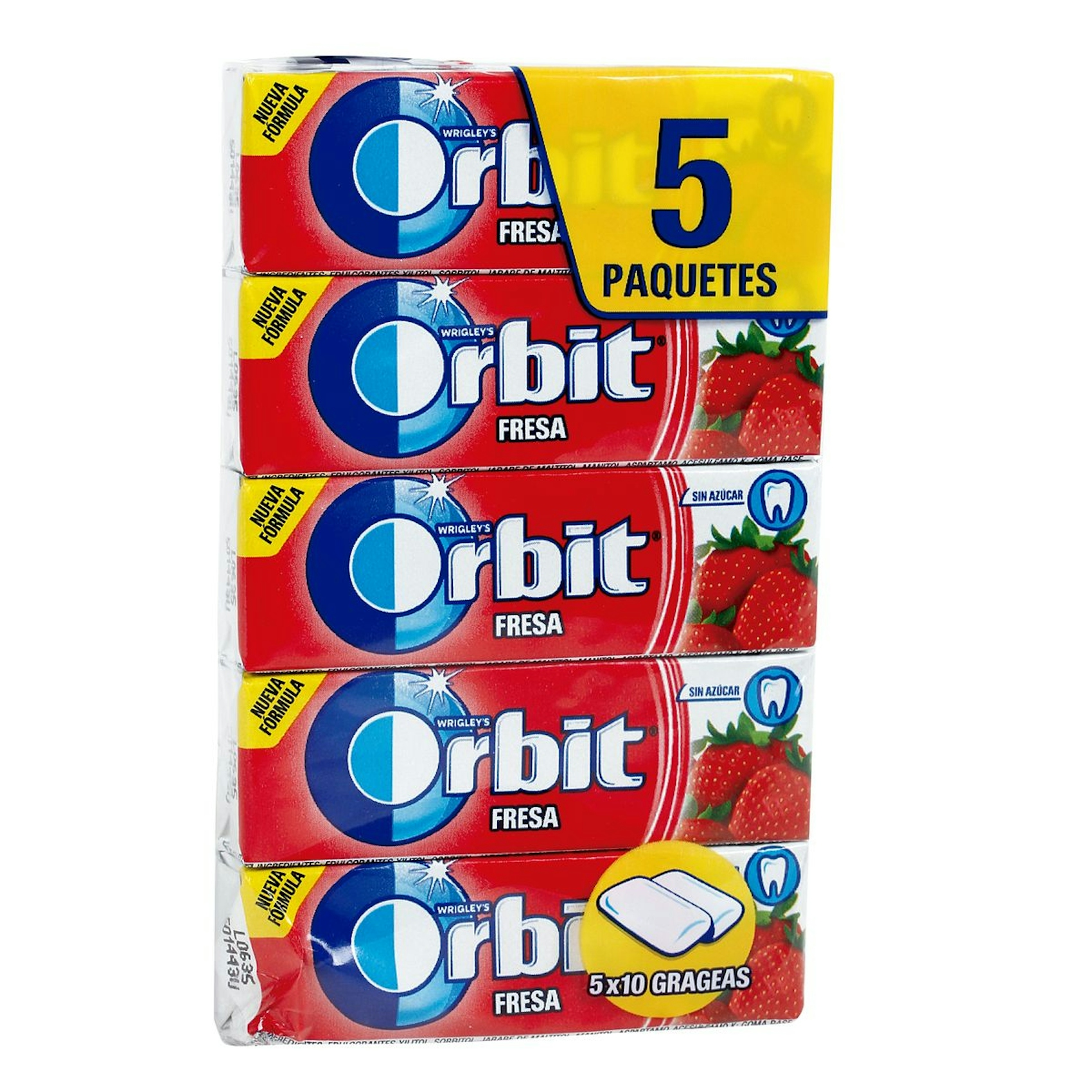 Chicle fresa ORBIT paquete 5 uds 0