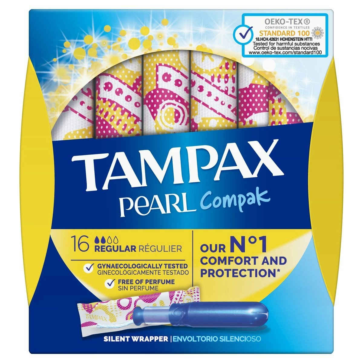Tampón regular TAMPAX Compak Pearl caja 16 uds