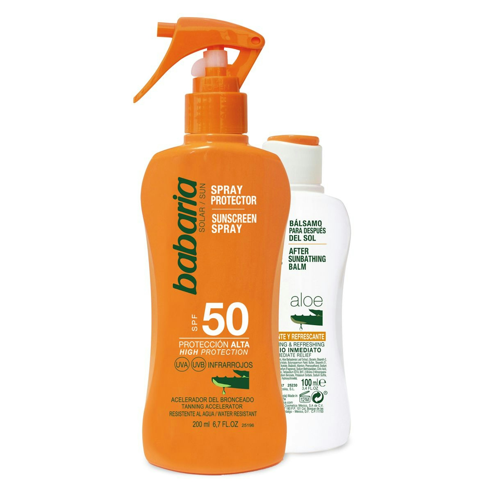 Spray protector solar SPF50 Aloe Vera + Aftersun BABARIA