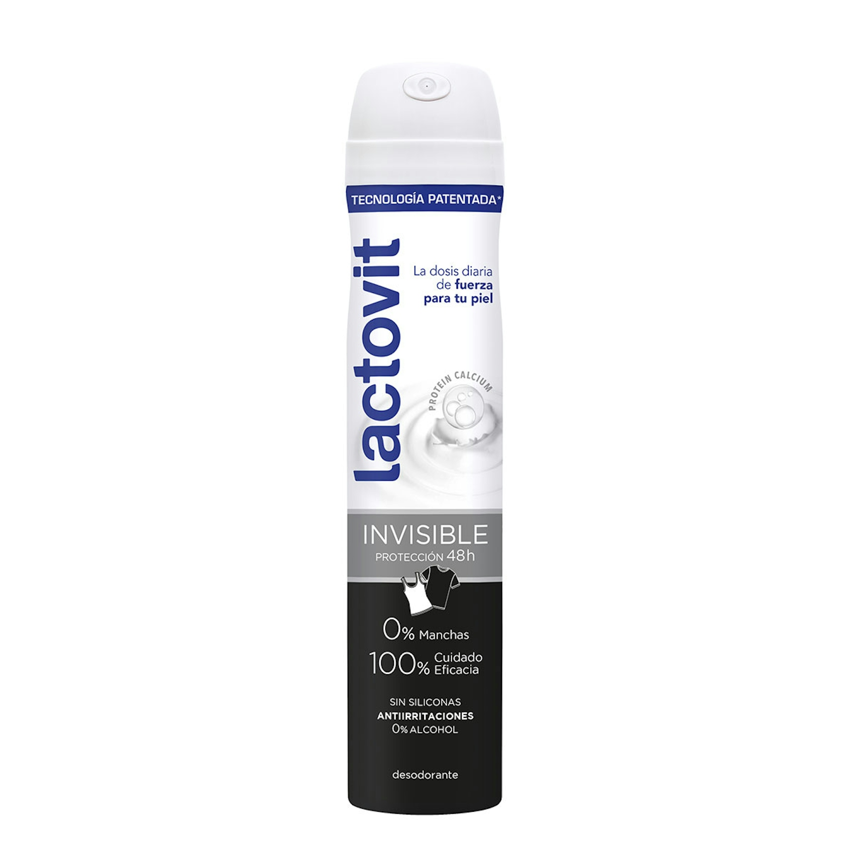 Lactovit - Desodorante Spray Invisible con Protein Calcium Anti-manchas Blancas y Amarillas, 0% Alcohol, Anti-Irritaciones y 48H de Eficacia - 200 ml