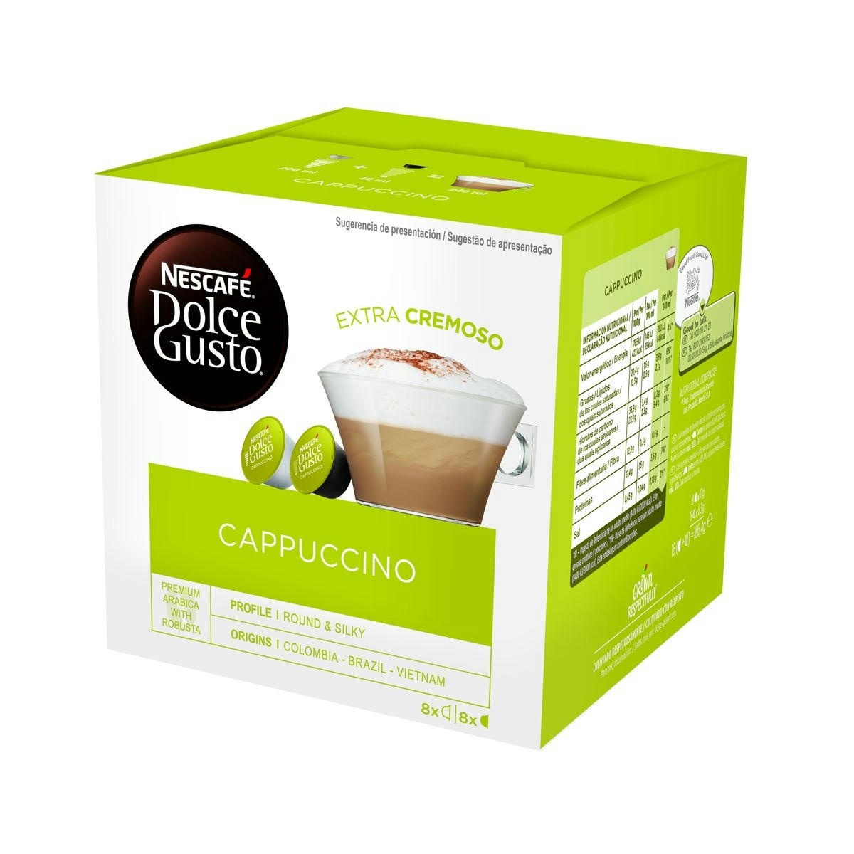 Café cappuccino DOLCE GUSTO 16 cápsulas caja 200 gr