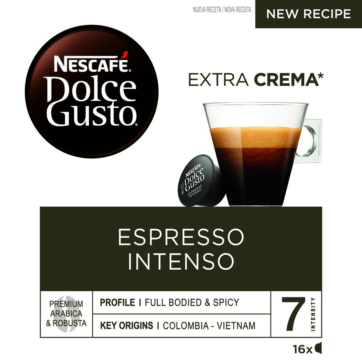 Café espresso DOLCE GUSTO intenso 16 cápsulas caja 128 gr