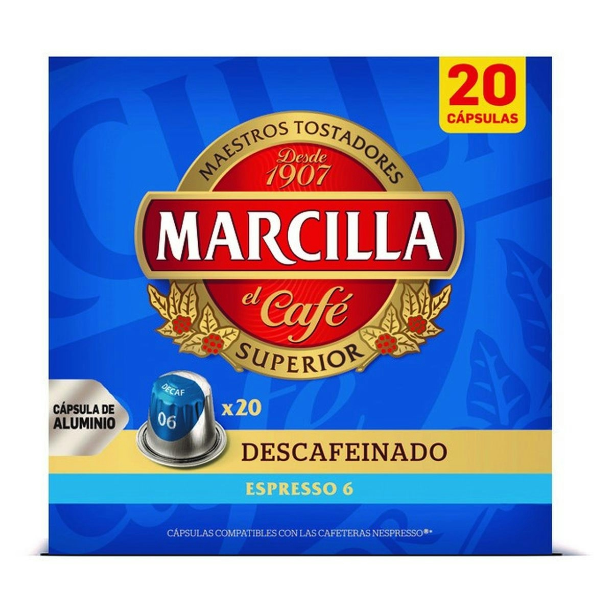 Café descafeinado MARCILLA cápsulas 20 ud