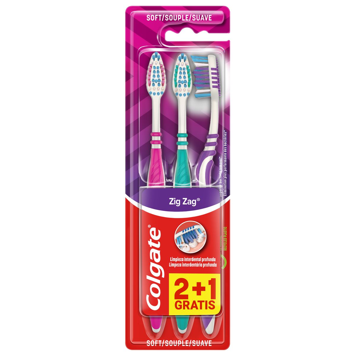 Cepillo Dental COLGATE Zig Zag Suave Blíster 3 Uds