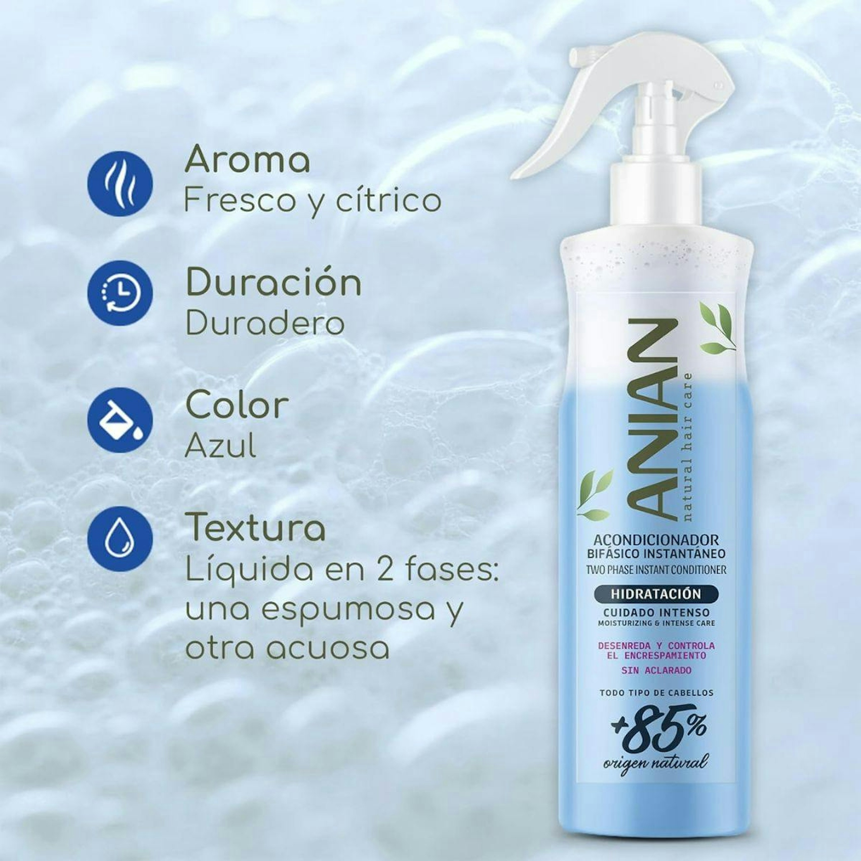 Acondicionador Sin Aclarado Bifásico Hidratación Anian 400Ml