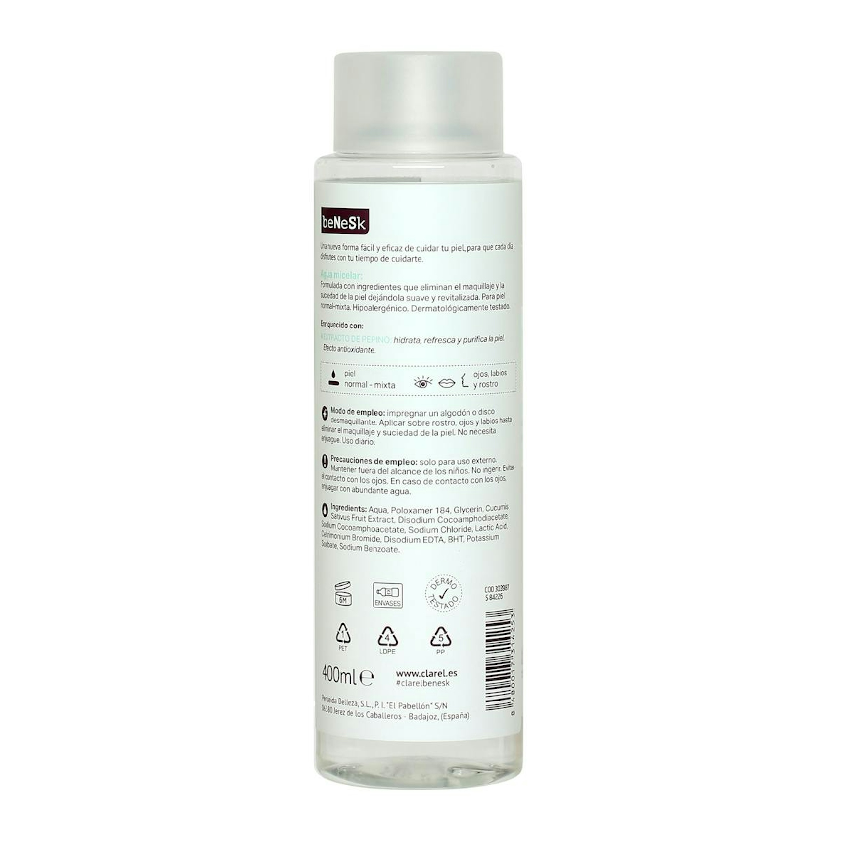 Agua Micelar Piel Normal/Mixta Benesk 400 Ml