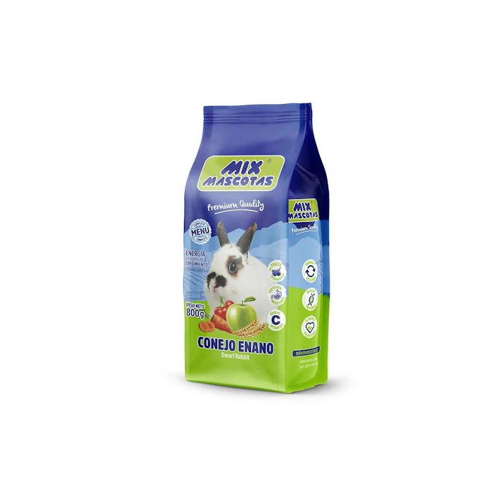 Alimento Conejo Enano Mix Mascotas 800Gr