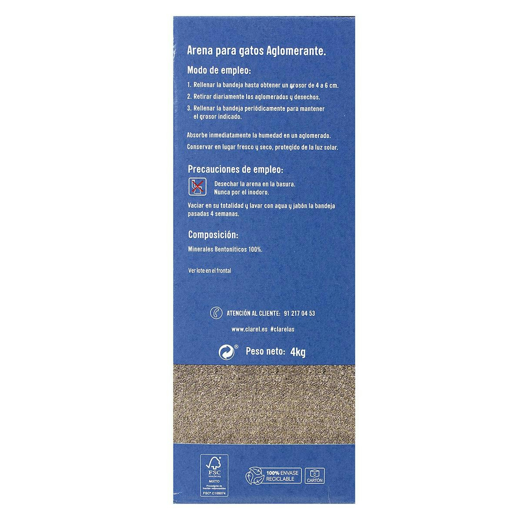 Arena Aglomerante Para Gatos AS 4Kg