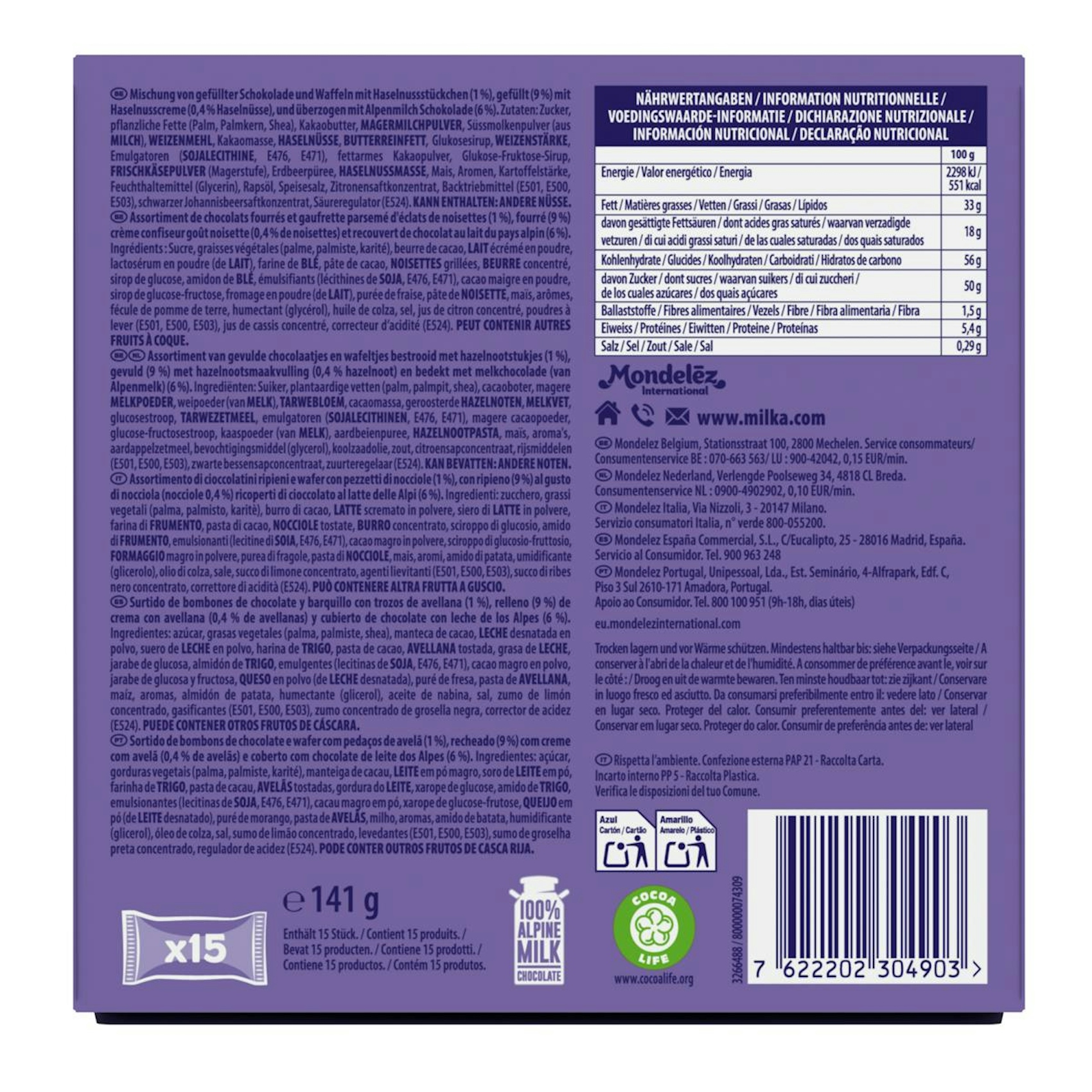 Bombons Favoritos Milka 141Gr