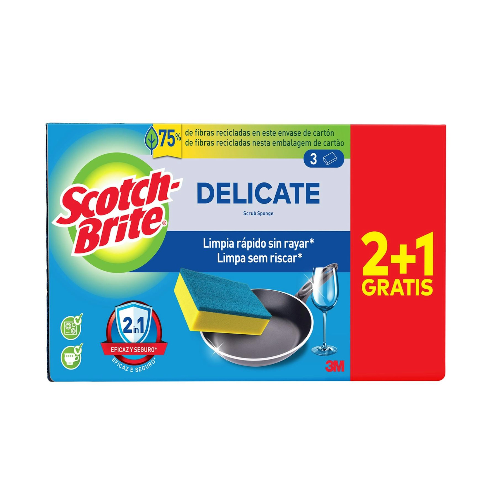 Brite Esponja Scotch Fibra Azul Paquete 3 Uds 0