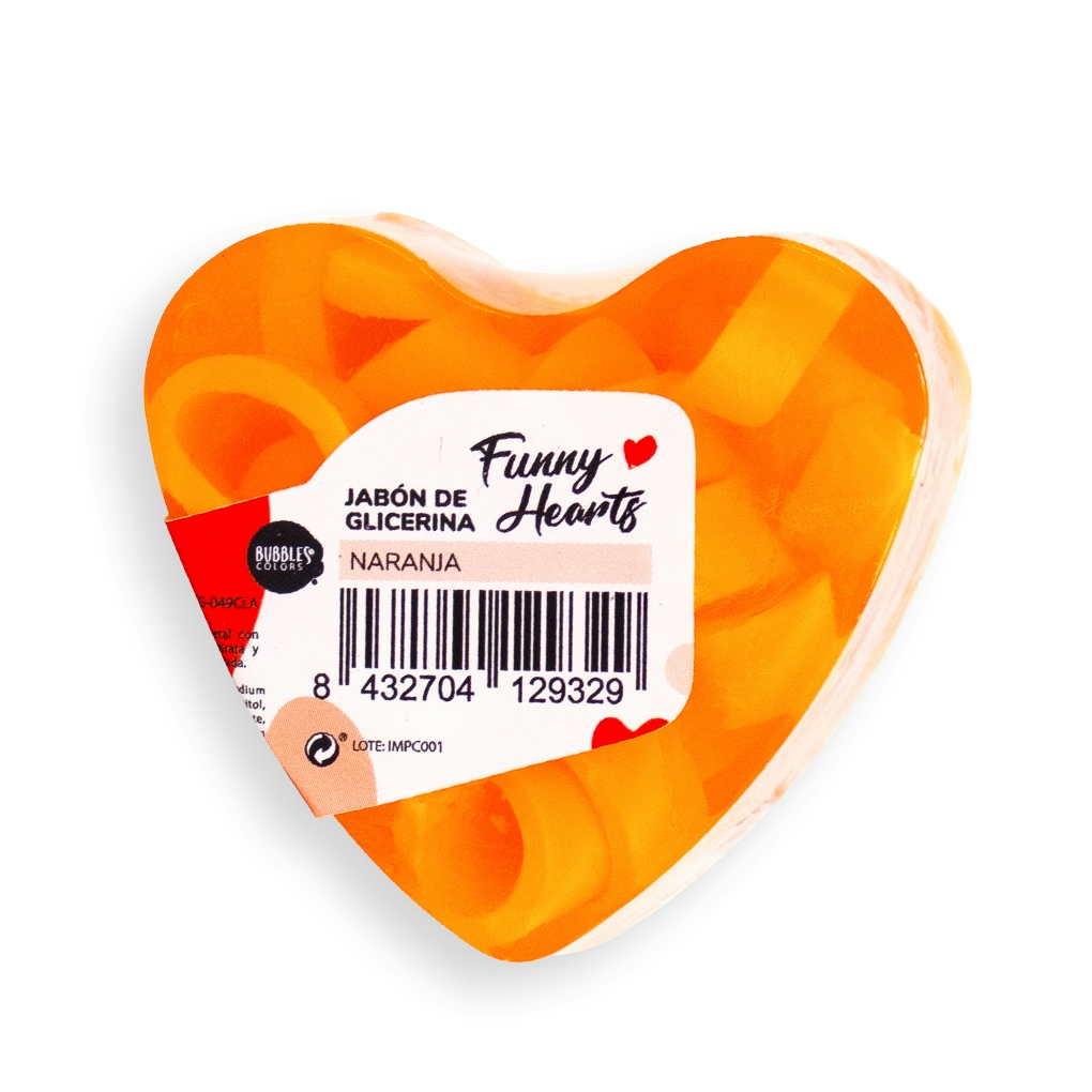 Jabón Artesanal Corazón Naranja de BUBBLES&COLORS 85 gr