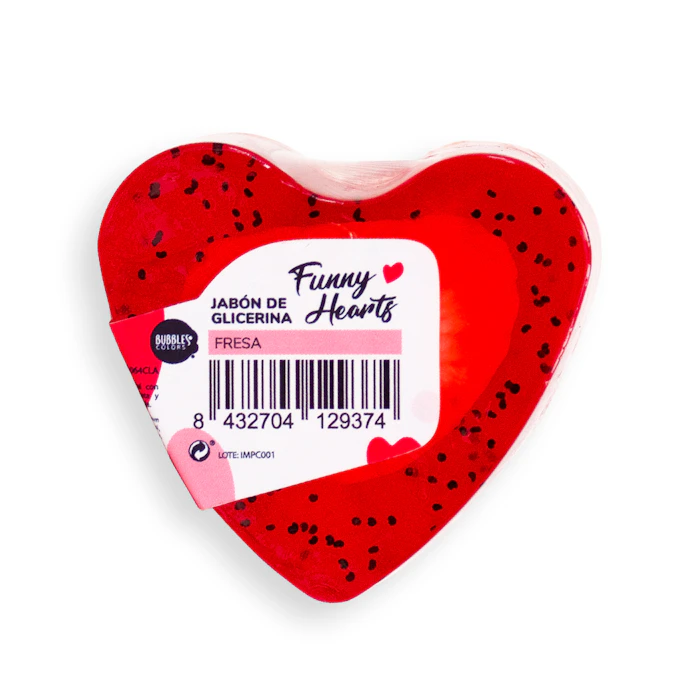 Jabón De Glicerina Funny Hearts Fresa Bubbles & Colors 85 Gr