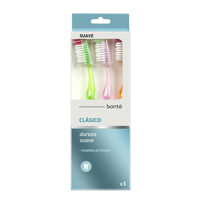 Cepillo De Dientes Clásico Suave Bonté Pack 3 Uds
