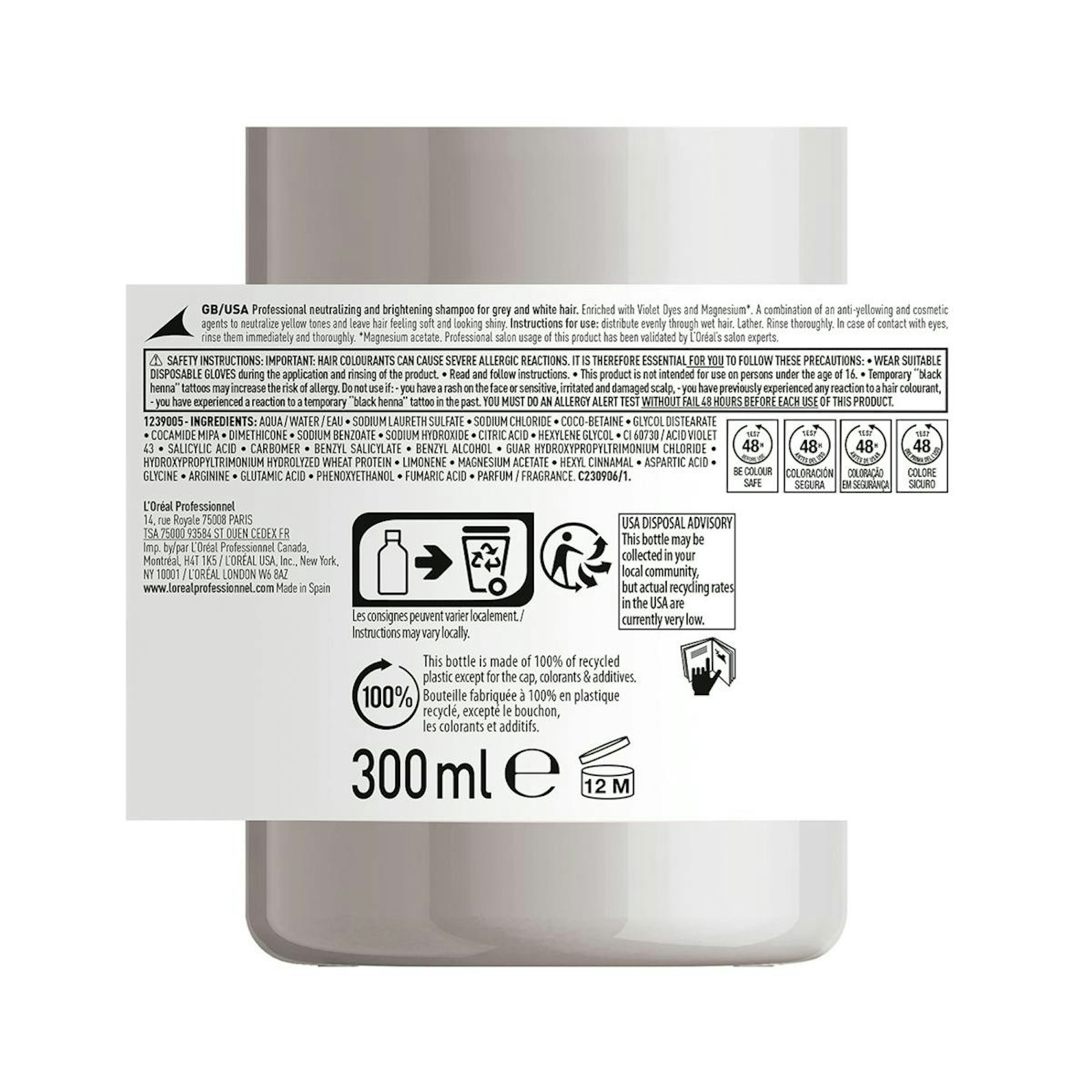 Champú Silver L'Oréal Professionnel 300Ml