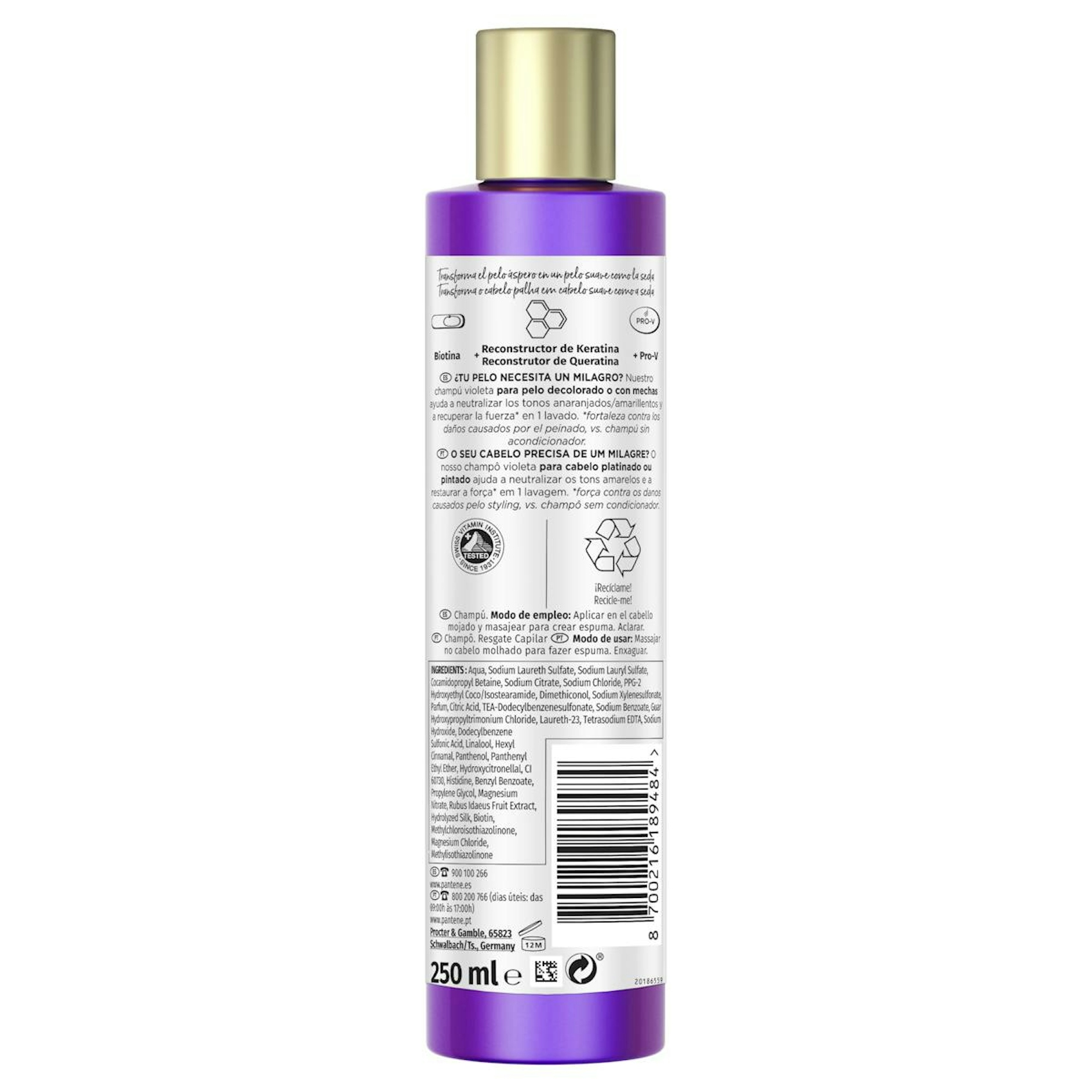 Champú Violeta Rescate Capilar Pantene 250Ml