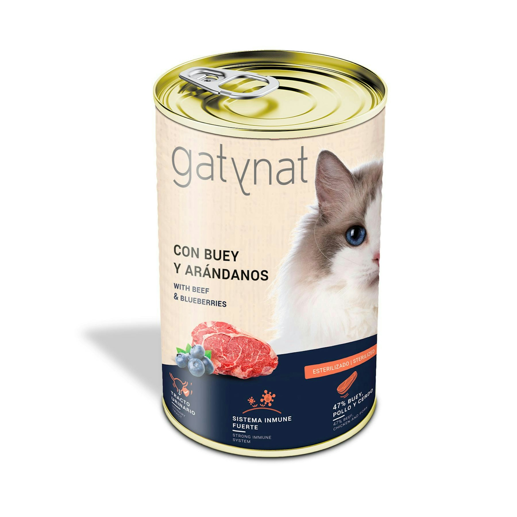 Comida Húmeda Gato Buey Y Arandanos Gatynat 400Gr 0