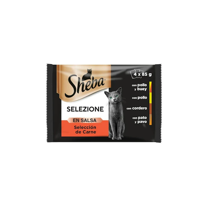 Comida Húmeda Gatos Carne En Salsa Sheba Pack 4x85Gr