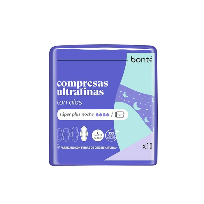 Compresas Ultra Alas Noche Bonté 10 Uds