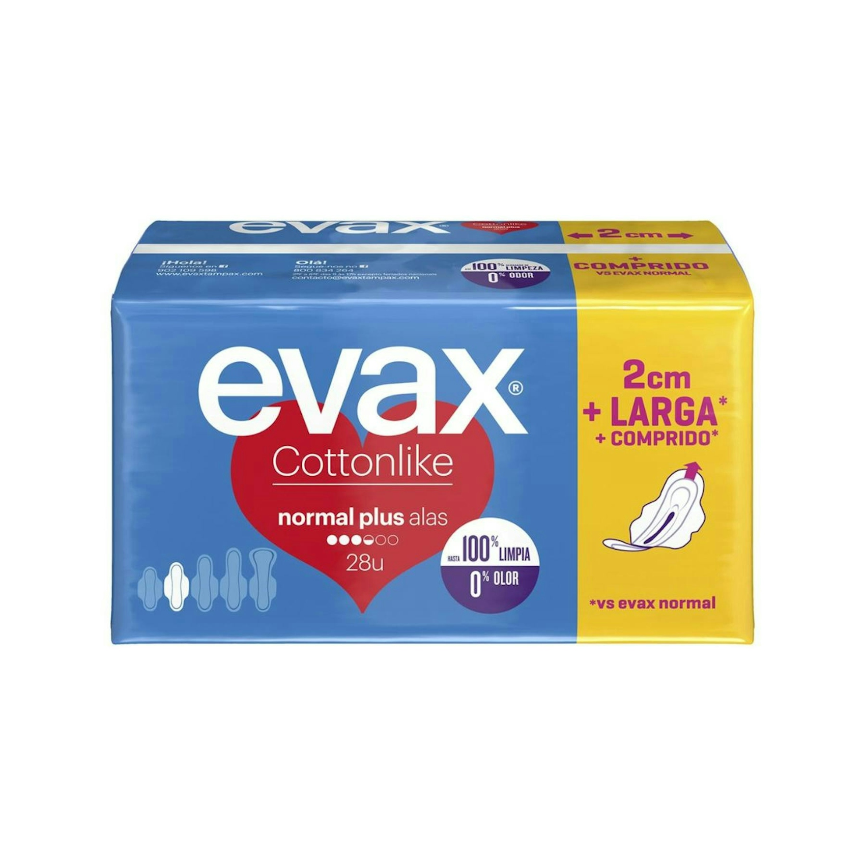 Compresas Con Alas Cottonlike Normal Plus Evax 28 Uds 0