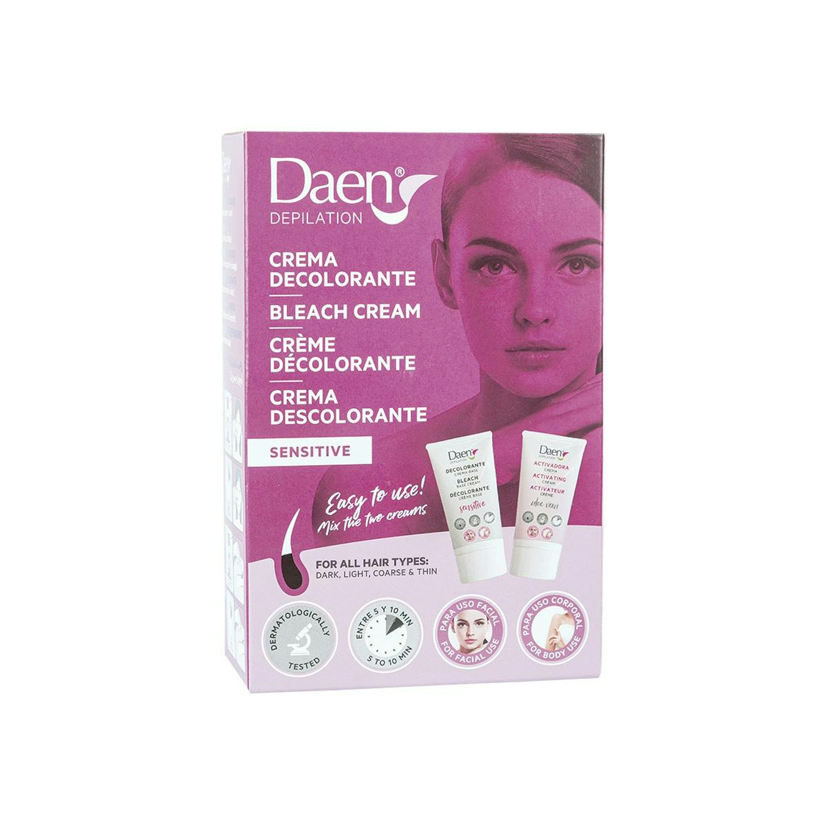 Crema Decolorante Facial Y Corporal Daen 2x50Ml 0
